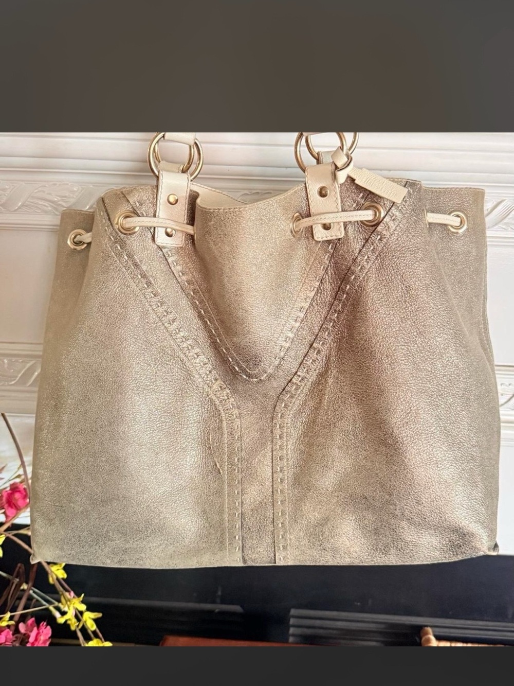 Yves Saint Laurent Metallic Gold Tote Bag